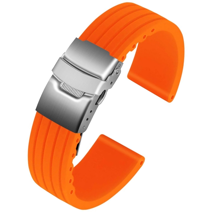 Silicone Rubberen Horlogeband met Vouwsluiting - Oranje