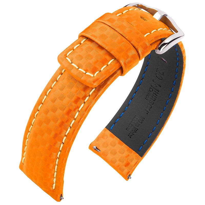 Hirsch Carbon Horlogebandje 100 m Water-Resistant Oranje