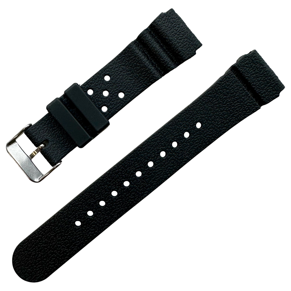 Seiko Style Flat Vent GL831 PU Duikhorloge Horlogeband Zwart - 22mm