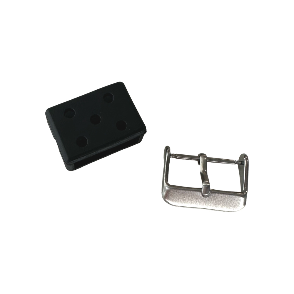 Seiko Style Flat Vent GL831 PU SS Duikhorloge Horlogeband Zwart - 22mm