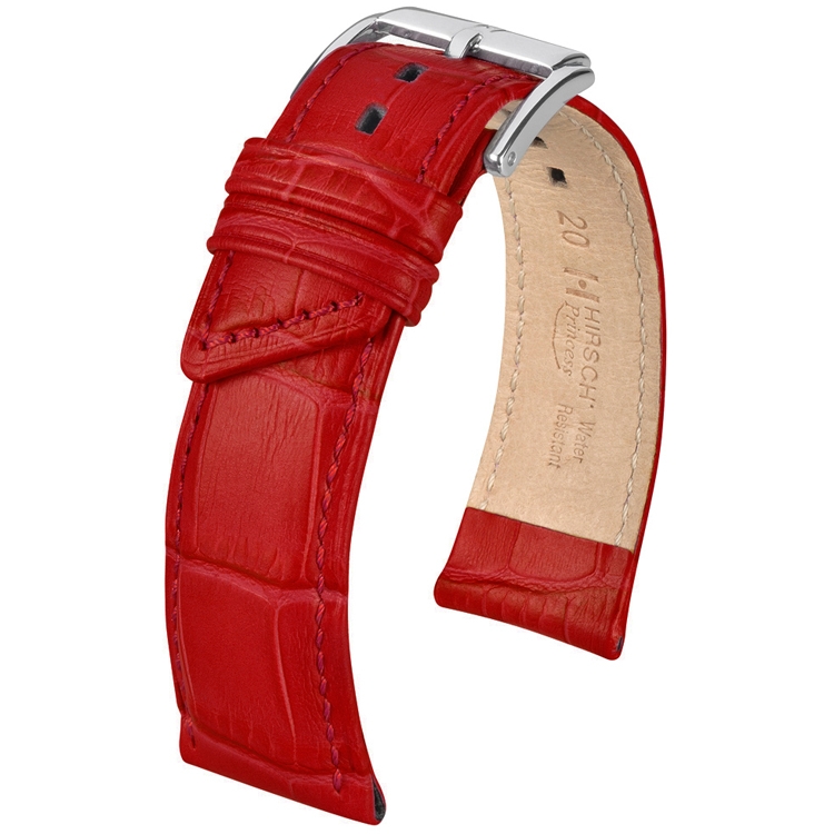 Hirsch Princess Horlogebandje Alligatorgrain Rood