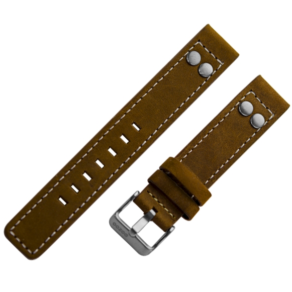 OOZOO Horlogebandje Bruin Leer met Studs
