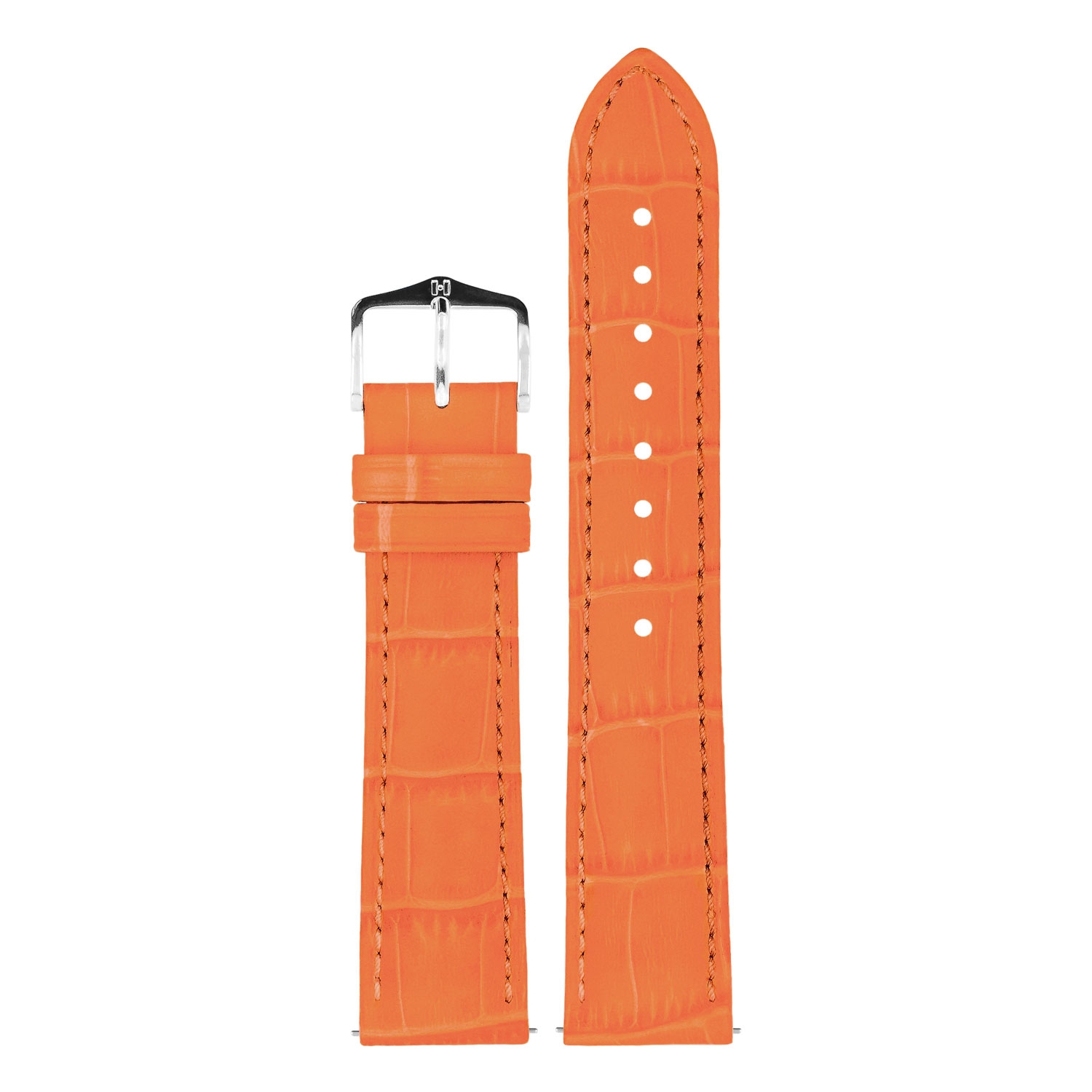 Hirsch Duke Horlogebandje Alligatorgrain Oranje